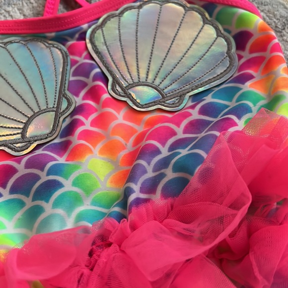 Mermaid swimsuit 🧜‍♀️seashell scales 🐚with mermaid flip sequin Tail Coverup - Picture 11 of 13